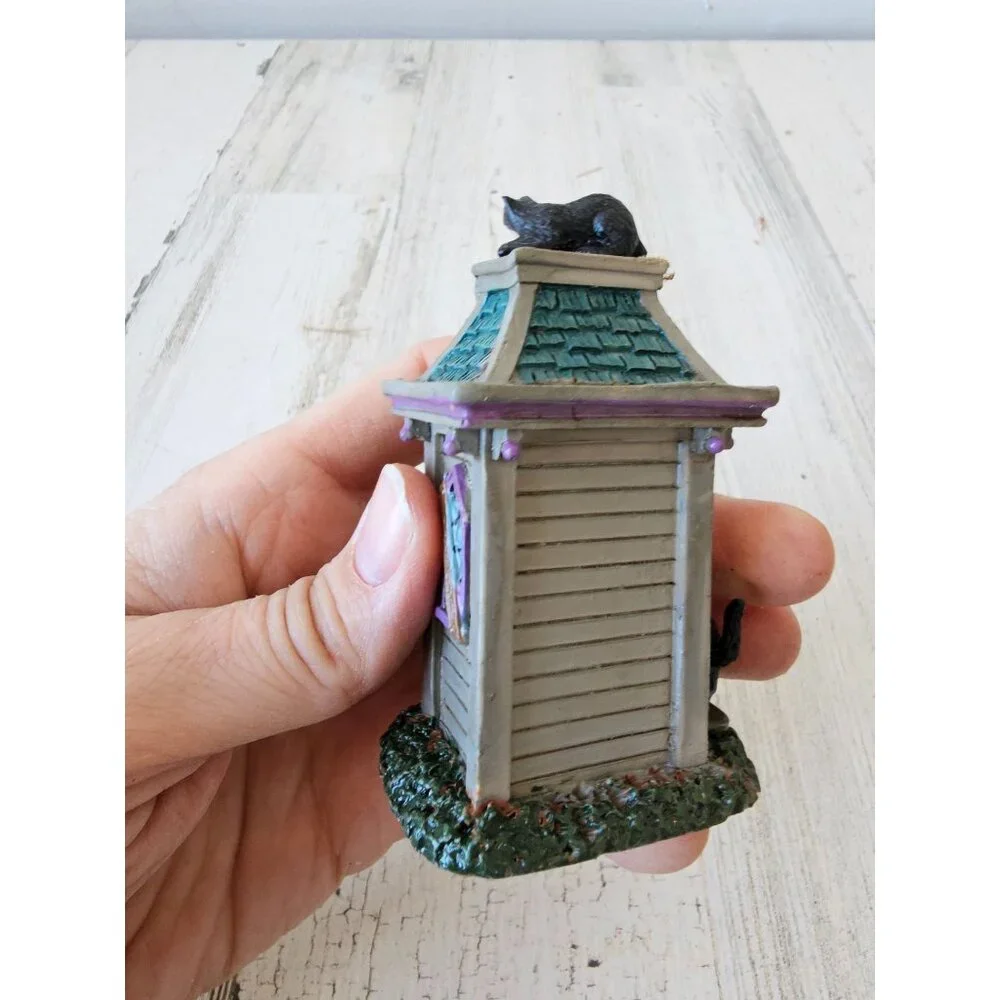 Lemax Halloween outhouse‎ cemetery cat accessory village decor
